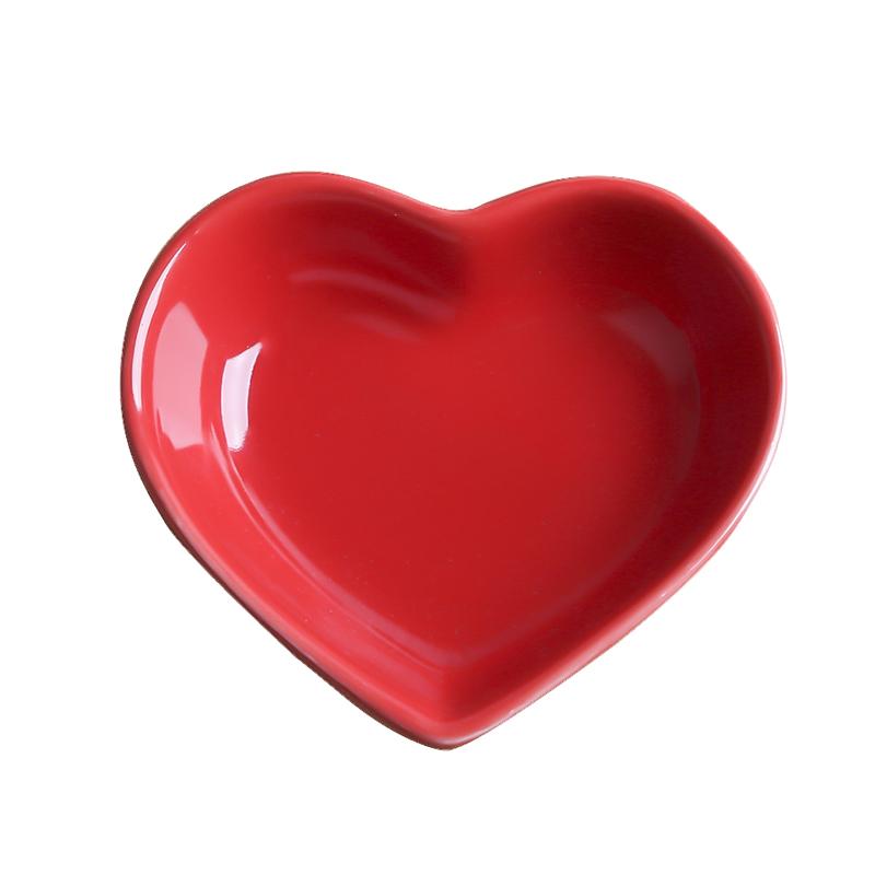 Nordic Heart Ceramic Dish Home Candy Fruit Plate Couple Heart Jewelry Plate Restaurant Seasoning Dish Tableware Kitchen Utensils