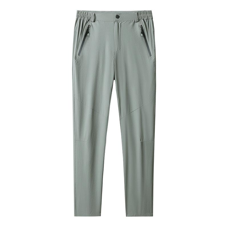 Men's Summer New Ice Silk Quick-drying Casual Pants Green Boys Running Sports Solid Color Straight Versatile Trousers Men