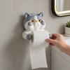 Toilet Paper Holder, Cat Shape Wall Mounted No Drilling Rack, with Phone Holder Multi-Purpose Bathroom Organizer