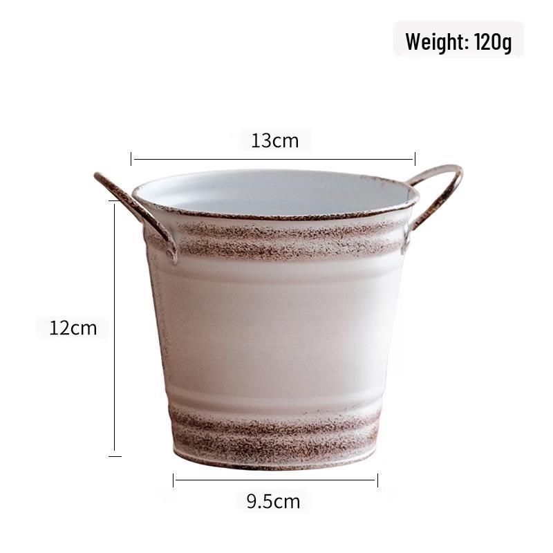 MOJY Vintage Metal Desktop Planter and Storage Bucket Set