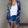 Women's Fashion Casual Christmas Printed Mid-Length Cardigan Long Sleeve Jacket