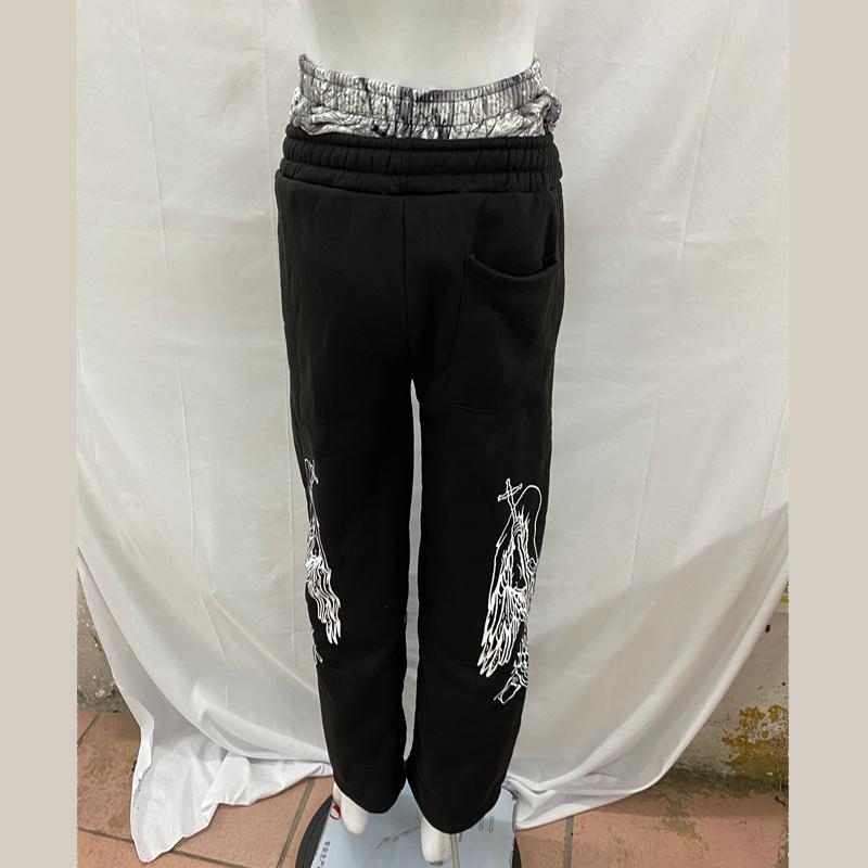 European and American Spring and Autumn High Street Trendy Wings Printed Casual Thin Style Loose Design Sense Niche Pants