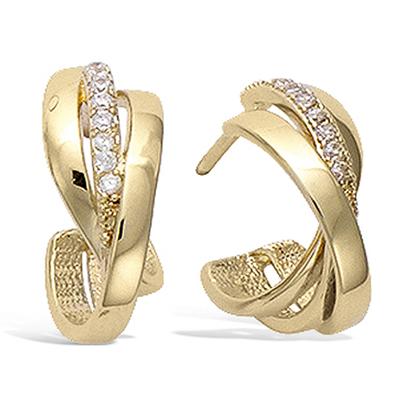 [N5329] - Gold Plated Hoop Earrings 'Sissi' White Gold - 15 Mm 8 Mm