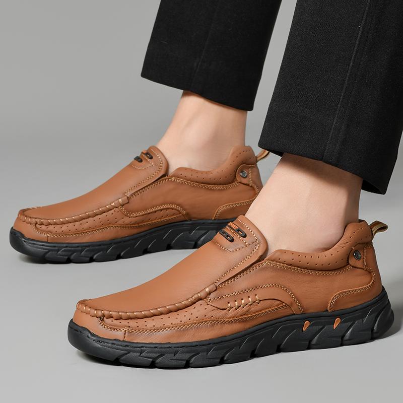Leather Casual Shoes For Men Flat Platform Walking Shoes Outdoor Footwear Loafers Breathable Sneakers Handmade Shoes
