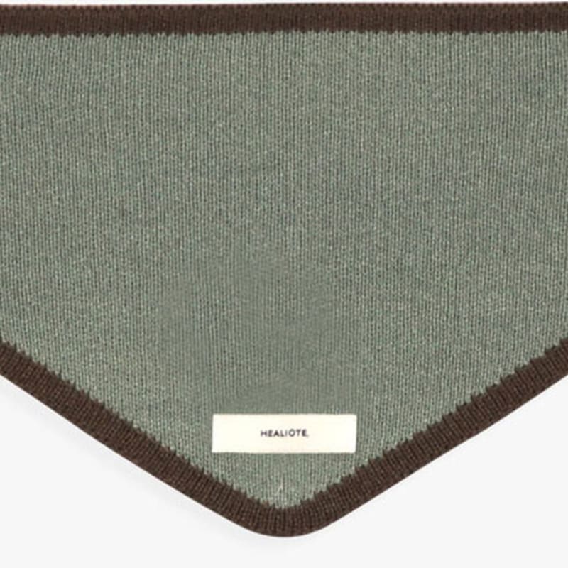 healiote BORDER BUTTONHOLE KNIT SCARF_GREEN