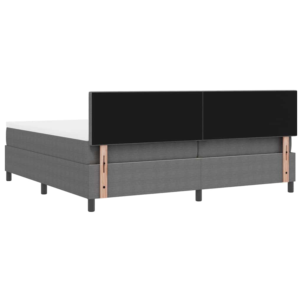 LED Box Spring Bed in Light Grey and White 200 x 200 cm Cord Fabric
