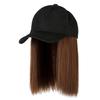 Baseball Hat Long Straight Wig Natural Heat Resistant High Temperature Fiber Shoulder Length Brown Black Synthetic Hair
