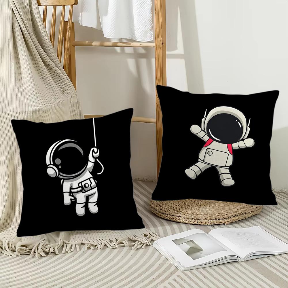 Cute Cartoon Astronaut Cushion Cover Short Plush Double-Sided Printing Home Machine Washable In Warm Winter Pillow Cover