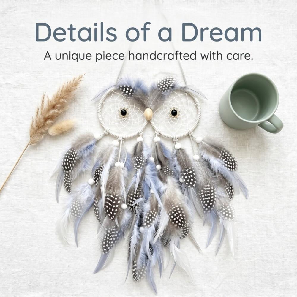 18.8in Owl Dreamcatcher Owl Handmade Dreamcatcher Owl Feather Decor Bedroom Wall Decor