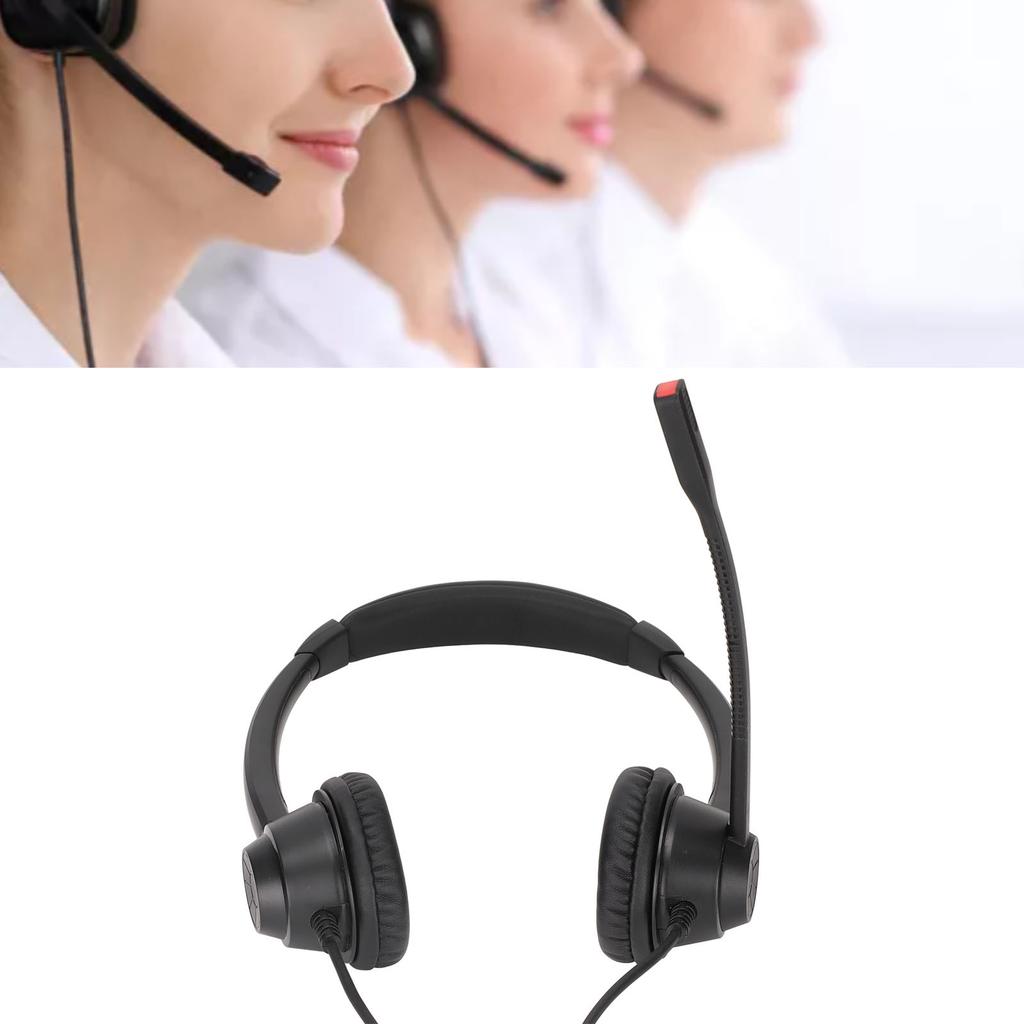 2.5mm Business Headset Binaural Corded Headset with HD Mic for Home Office Call Center Telemarketing Binaural Corded Headset
