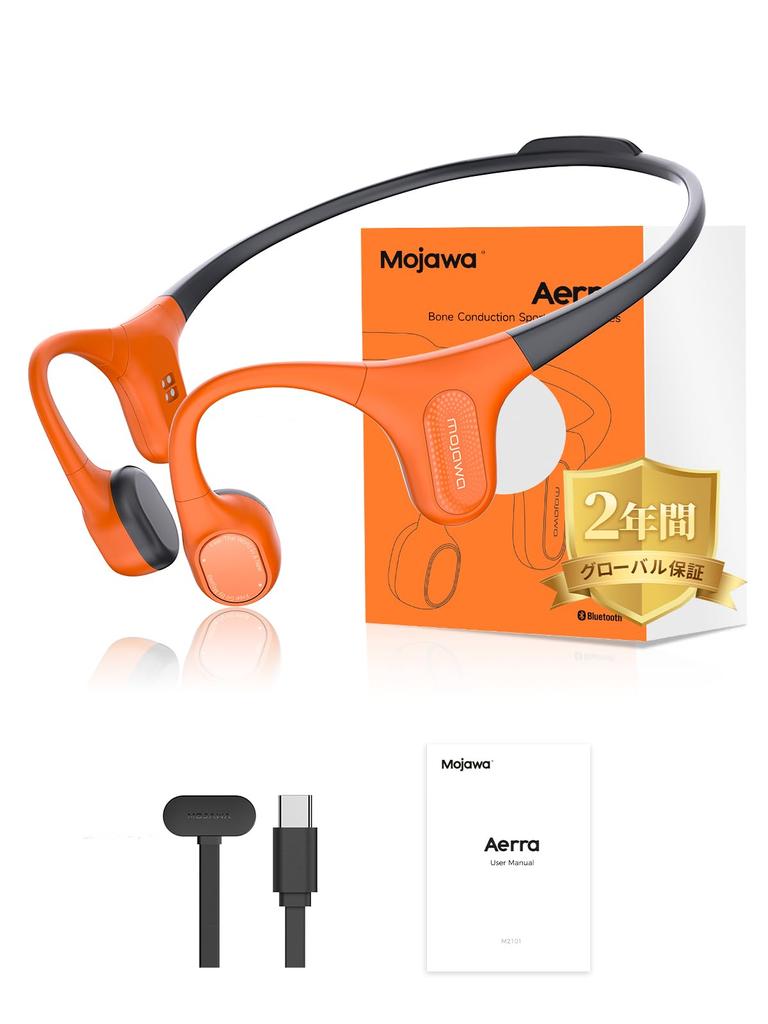Mojawa Aerra Bone Conduction IP67 Waterproof Sports Fast Up to 8 Hours Call Noise Ideal for Daily Running and Orange Earphones, Wireless, & Dustproof,