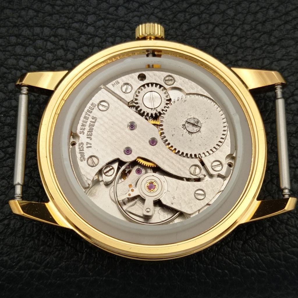HAND-WINDING SWISS MENS REFURBISHED VINTAGE WHITE COLOR DIAL WATCH a707354-1