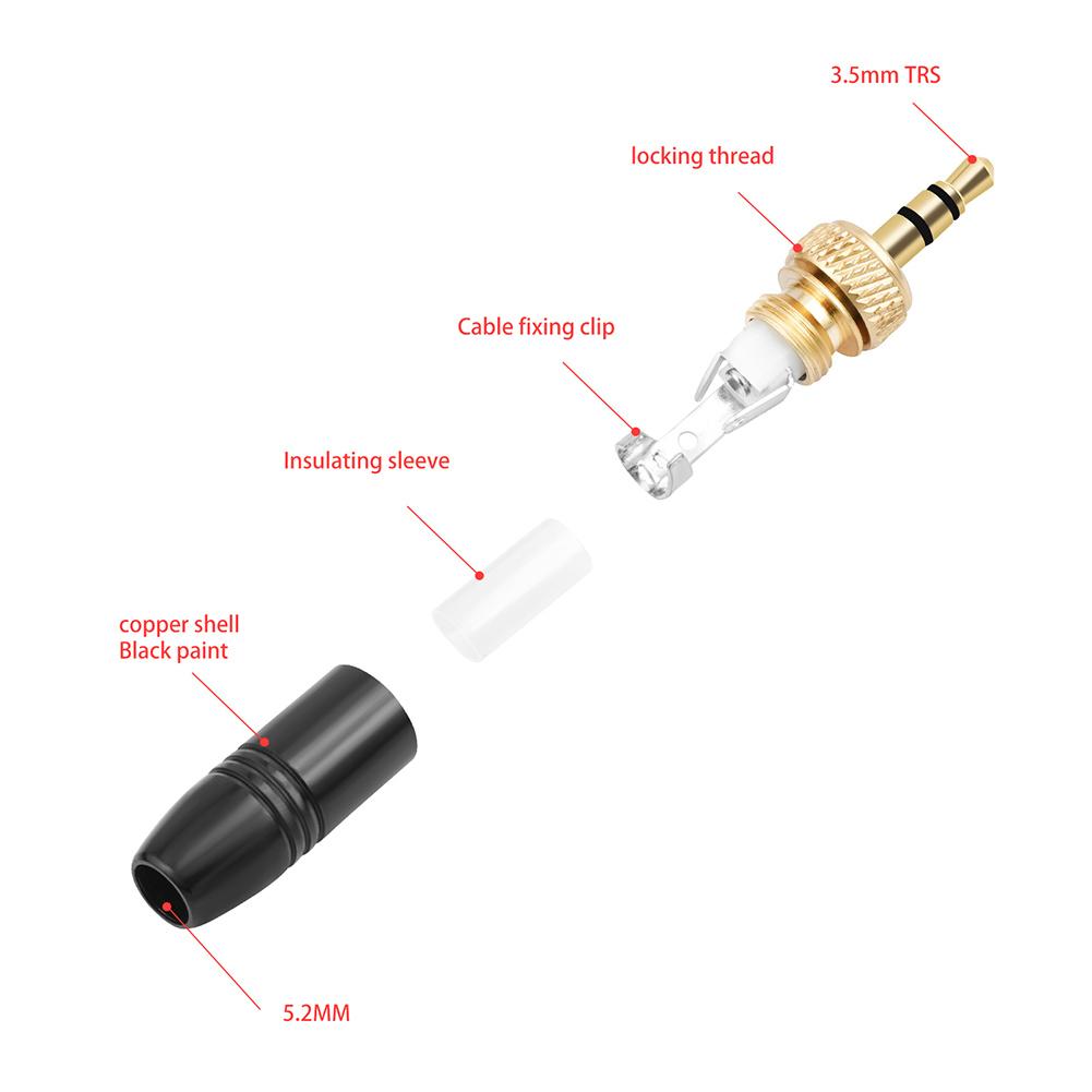 3.5mm Plugs with M6 Internal Thread Headphone Audio Plug Stereo Headphone Jack Male Plug for Lavalier Wireless Microphone