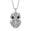 Rhinestone Owl Sweater Chain Long Necklace for Women Vintage Animal Pendant Jewelry