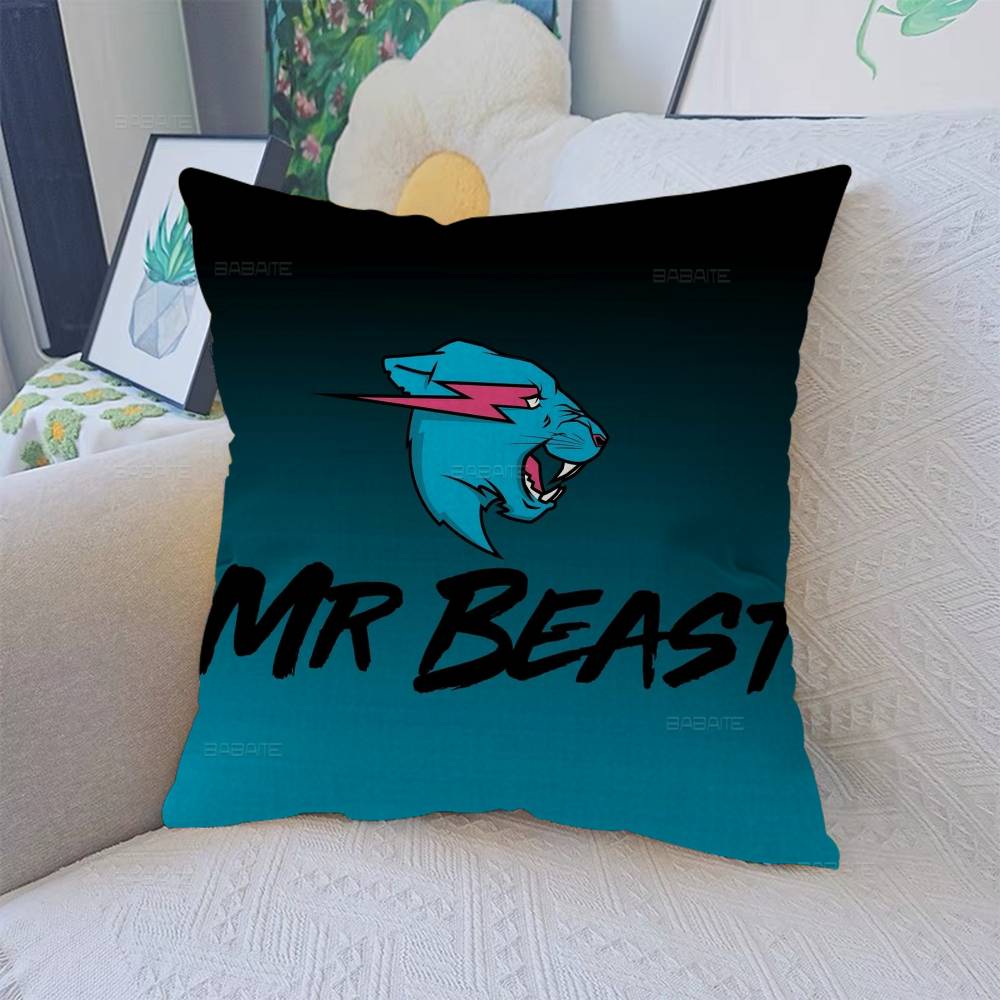 Game Blogger MrBeasts Pillow Covers Cartoon Sofa Decorative Home Doublesided Printing Short Plush Cute Cushion Cover