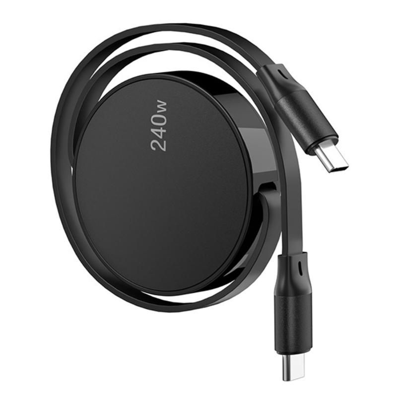 

Кабель USB C, 240 Вт Выдвижной кабель USB C - USB C для быстрой зарядки, 480 Мбит/с Передача данных Кабель для зарядки и передачи данных Type C чёрный