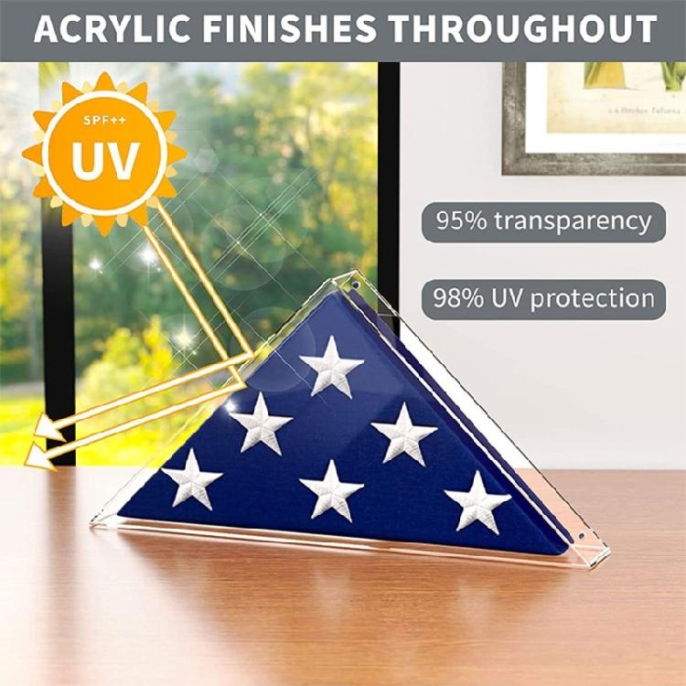 Flag Holder with Cover Transparent Flag Display Case Triangle Flag Container