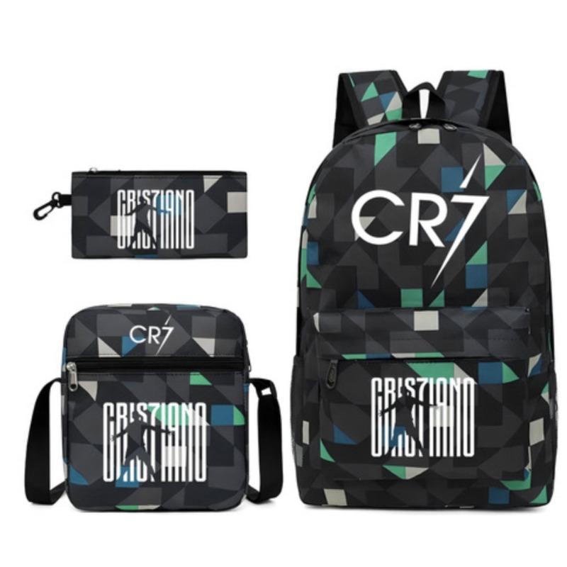 School Bag, Peripheral Printing Three-piece Set, Student School Bag, Backpack, Messenger Bag, Pencil Bag.