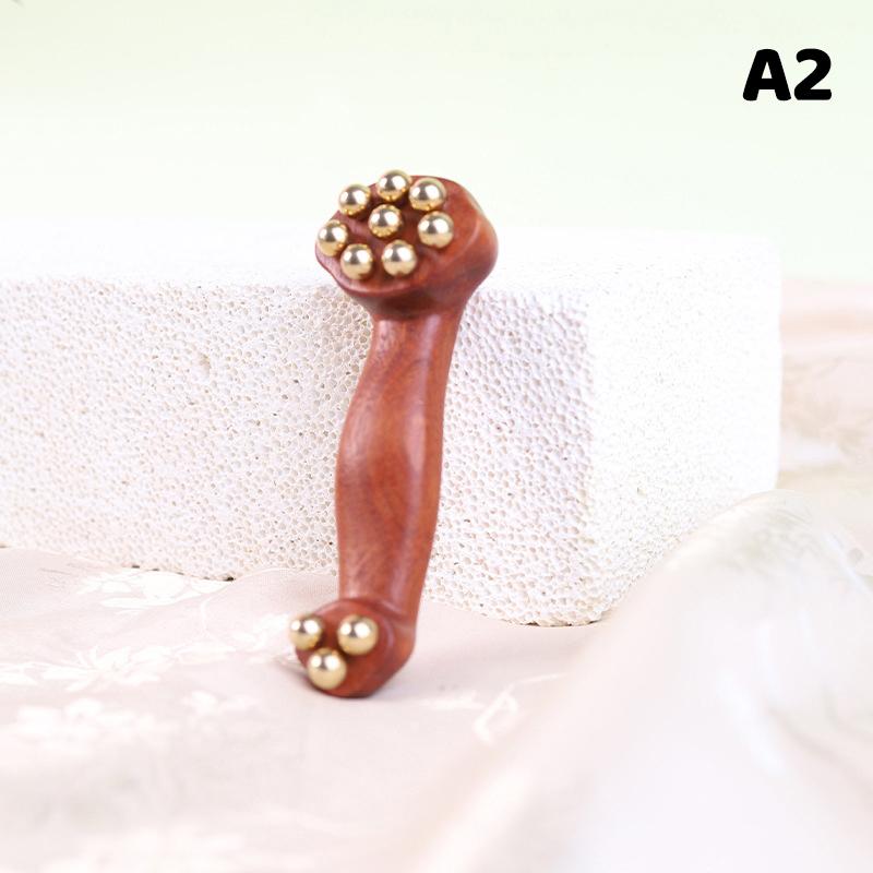 Double Ended Facial Fascia Lifting Tool Acupoint Stick Facial Scraping Stick Brass Bead Sandalwood Massage Gua Sha Stick Relax