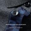 MONTAGUT Men's 100% Cotton Plaid Placket Long-Sleeve Polo Shirt