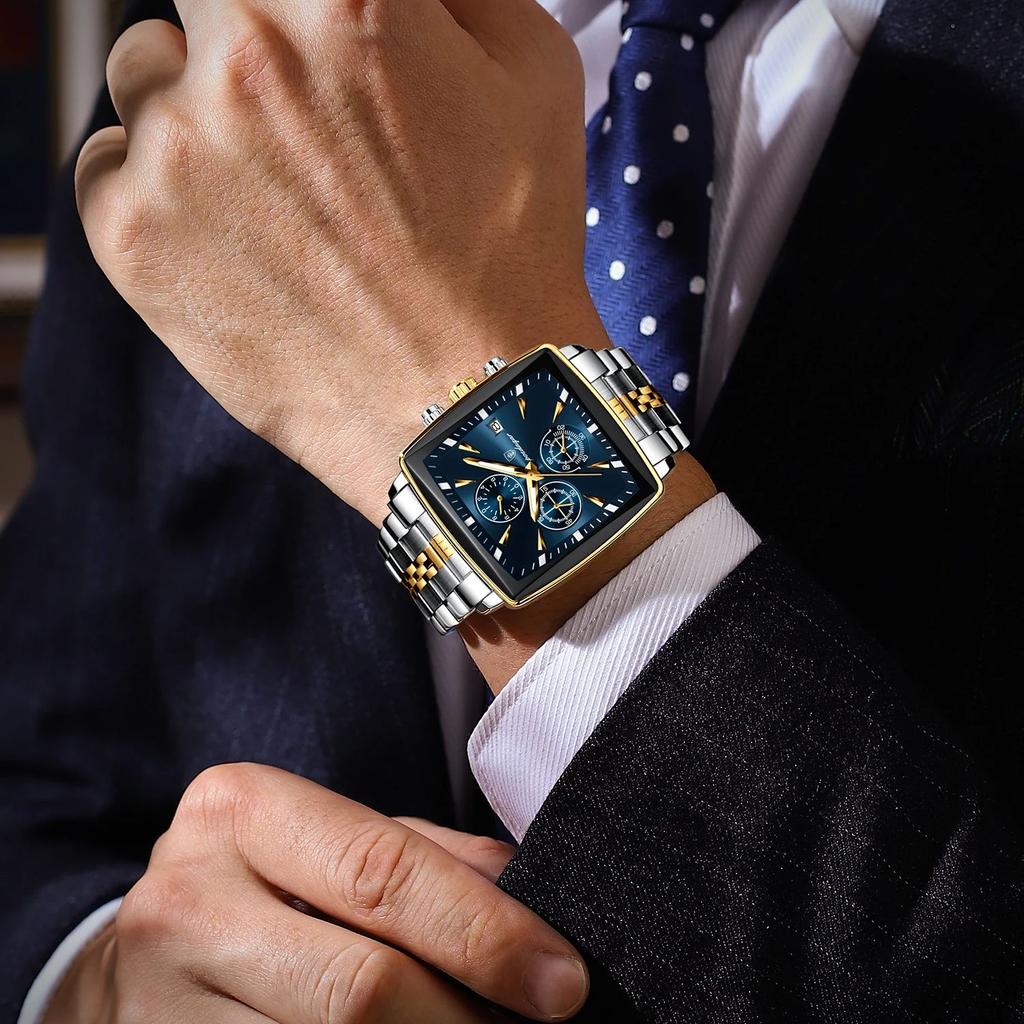 POEDAGAR Top Luxury Male Wristwatch Waterproof Luminous Stainless Steel Men Watch Chronograph Date Business Quartz Men's Watches