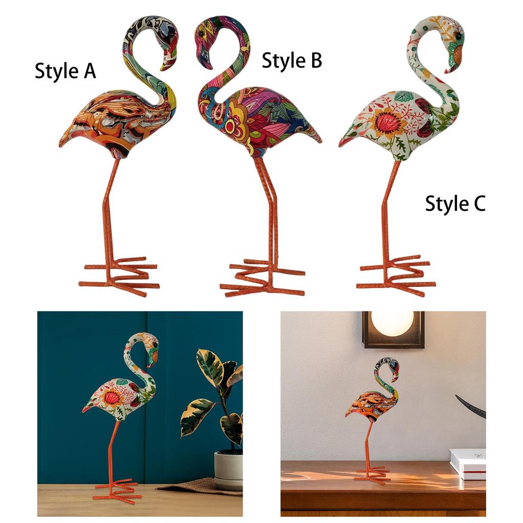 Resin Figurines Bird Sculptures Decorative Modern Art Backyard Flamingo Garden