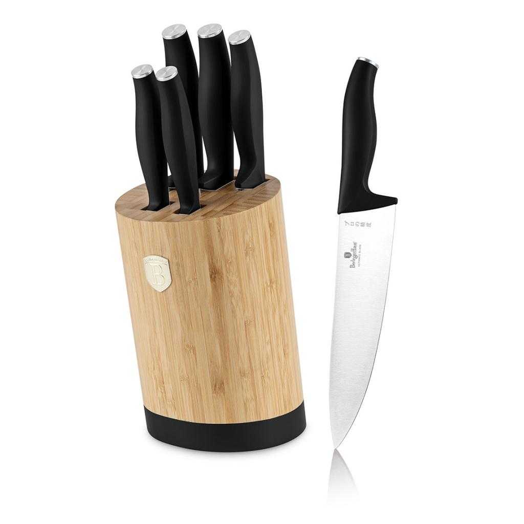 Berlinger Haus Bh-2753 Matte Black Knife Set In Bamboo Block