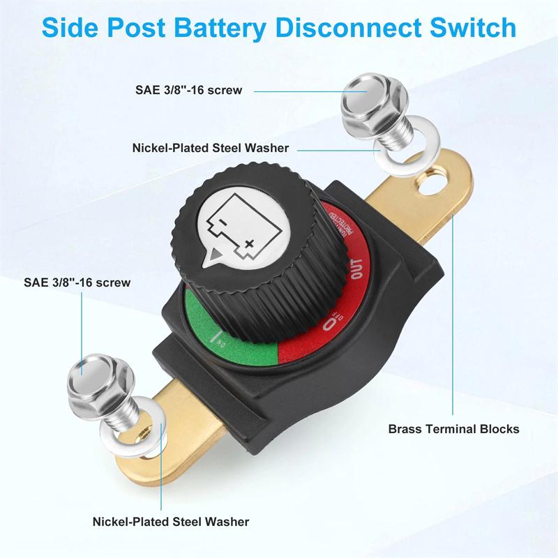 Battery Disconnect Switch,Side Post Battery Disconnect Switch On/Off 275A 12V-48V Battery Power Cut Off Switch For Car Vehicle