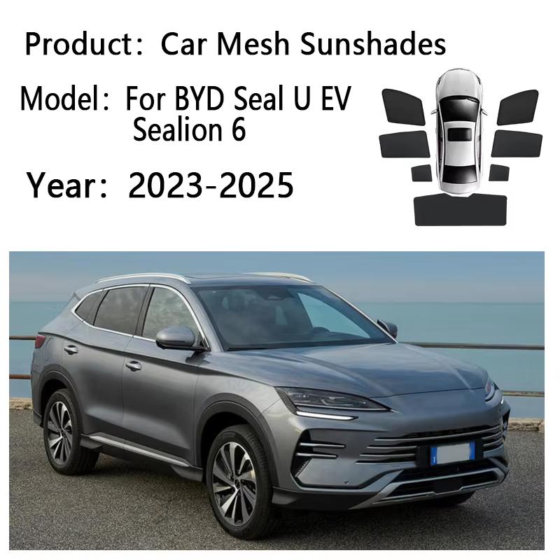 Sun Shades For BYD Seal U EV Sealion 6 2023-2025 Sunshade Magnetic Heat Insulation Curtains Privacy Window Visor Car Accessories
