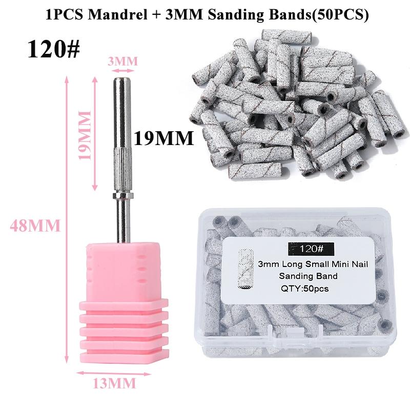 50pcs/box Nail Long Small Mini Stainless Steel Sanding Bands Mandrel For Manicure Sandpaper Ring Holder Nail Drill Accessories