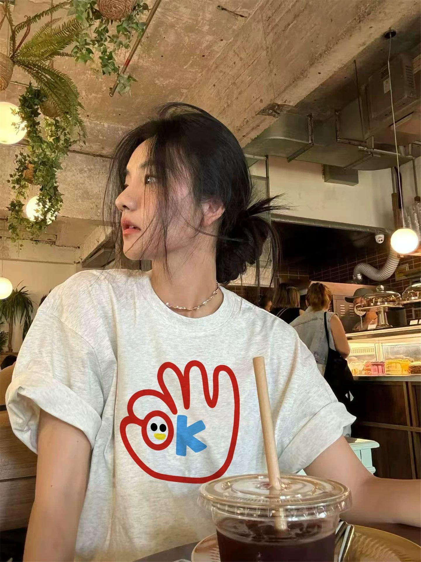 

Design sense white short-sleeved t-shirt women s new summer unique large size loose casual versatile pure cotton thin top ins 3xl (recommended 85-95kg )