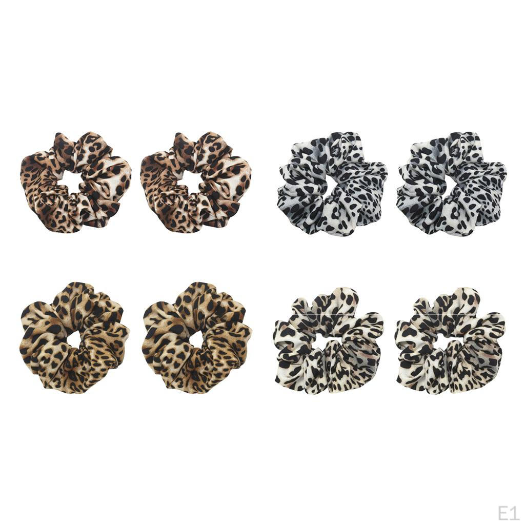 2 Elastic Hair Ties Fabric Rubber Bands Leopard Pattern for Girls Ponytails