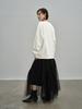Spring 2026 Elegant Flowing Gauze A-line Midi Skirt - Lightweight, Dark, and Comfortable (81155)
