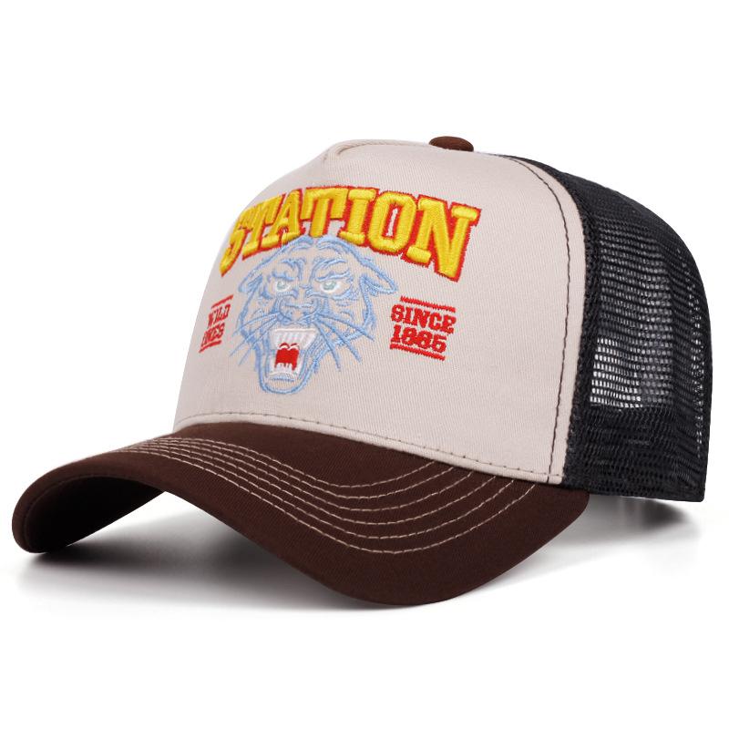 Fashion New Station Tiger Head Truck Hat Street Dance Hip Hop Hat Daily Cycling Sunshade Baseball Hat Mesh Hat