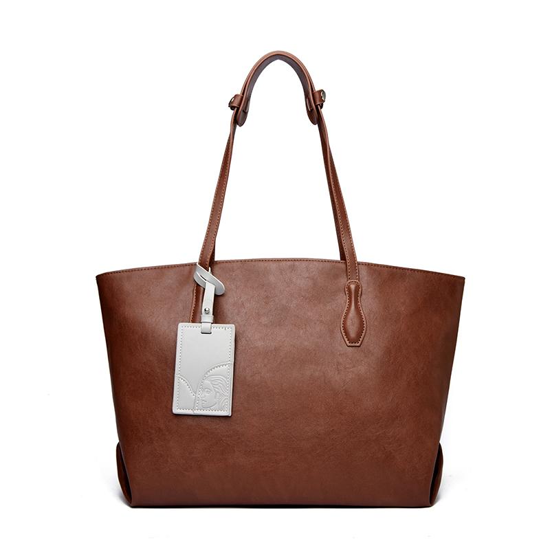 Luxury Large Capacity Women Shoulder Bag PU Leather Commuter Tote, Fashi Durable Office Work Bag, Simple Design Pure Handbag