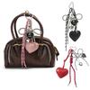 Korean Trendy Leather Heart Bow Keychain Delicate Beaded Keyring Car Key Holder Bag Pendant Decoration For Girls Gift