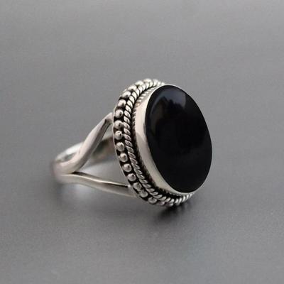925 Silver Ring, Black Onyx Oval Gemstone Ring, Handmade Designer Ring, Boho Ring, Gift For Her, Wedding Anniversary Gift