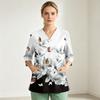 Women's Uniform Top, V-Neck with Single Pocket and Side Slit, 3/4 Sleeve