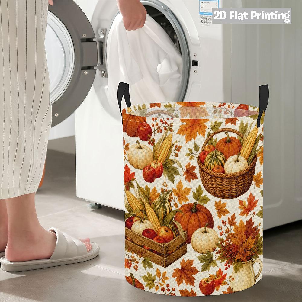 Collapsible Laundry Basket Large Round Waterproof Fabric Hamper Dirty Clothes Storage Bin Toy Organizer with Handles