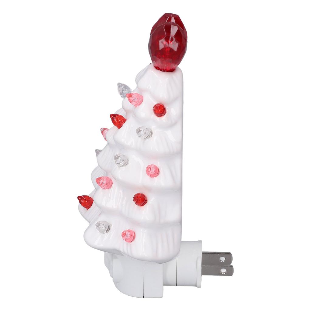 Xmas Tree Night Light Ceramic LED Plug Into Wall Decorative Lamp for Home Kids Room Bedroom Hallway