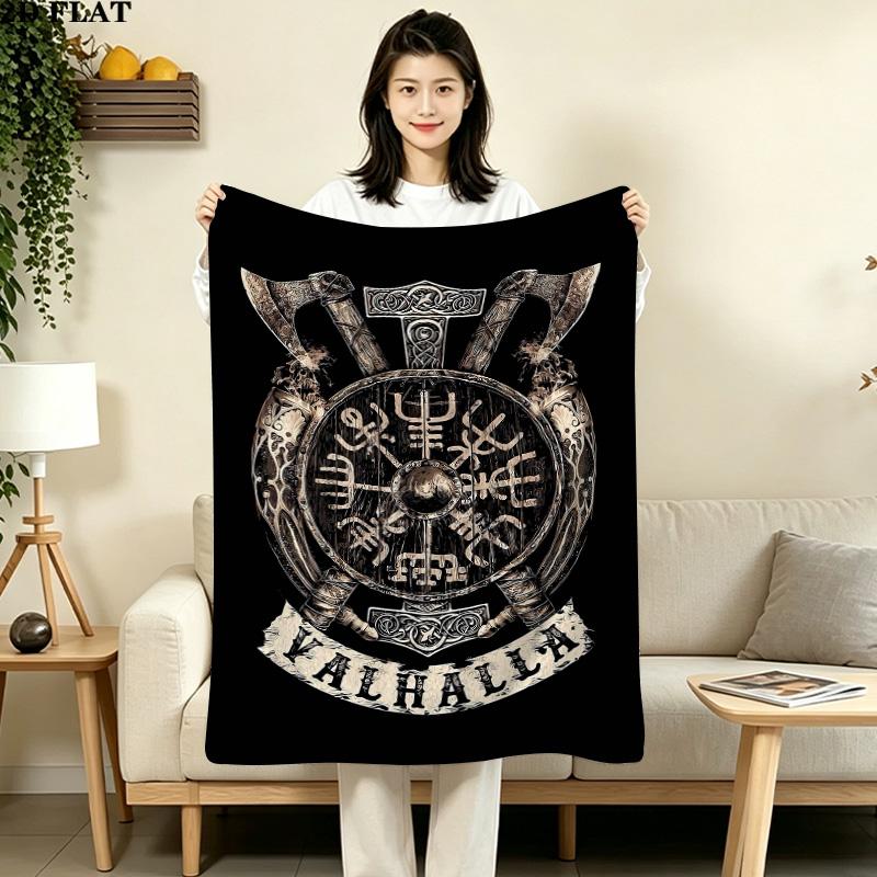 1PC Raven Patterned Flannel Blanket Suitable For All Seasons For Home Decor Warmth And Comfort Gifts Holiday Present