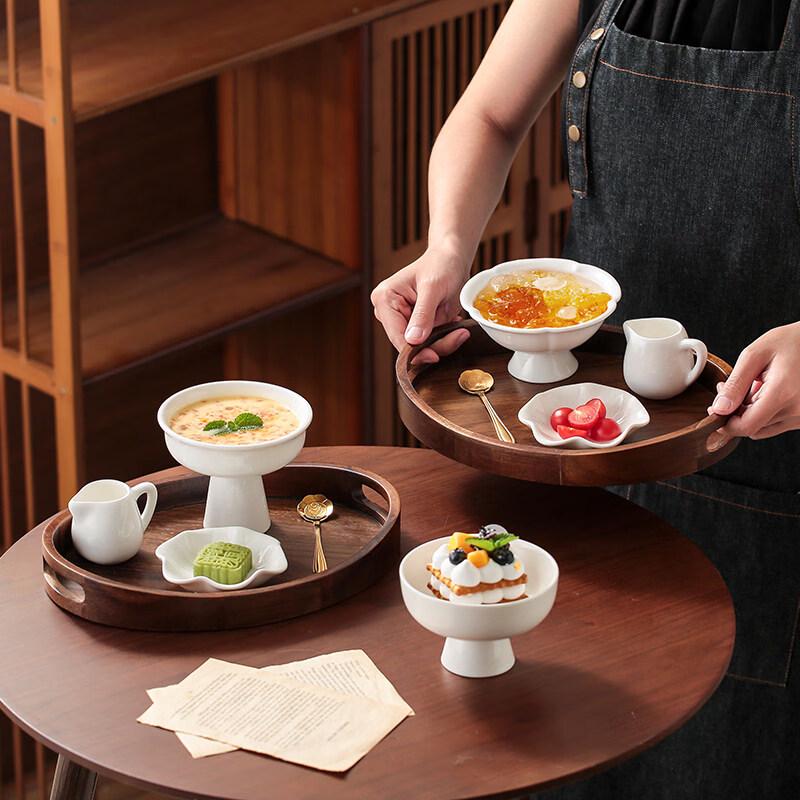 Japanese Style Ceramic High-Foot Dessert Bowl