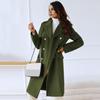 Winter Coat Women Double Breasted Overcoat Thermal Long Sleeves Loose Fit Turn Down Collar Pockets Pure Color Commuting Dating