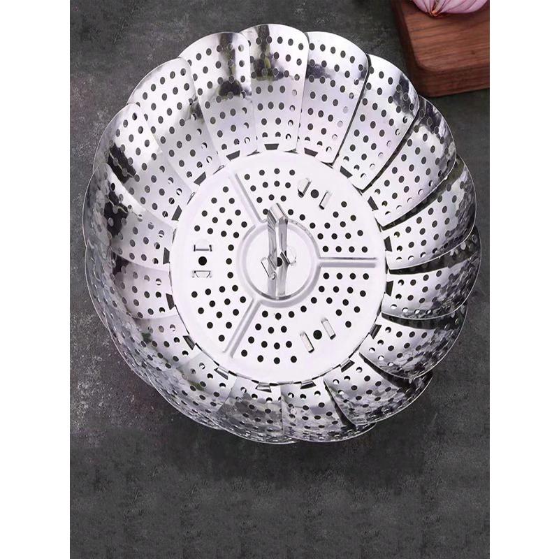 Adjustable Stainless Steel Steaming Rack - 3-Size Foldable Multi-Functional Steamer for Buns, Dim Sum & Fruits (Dishwasher Safe)