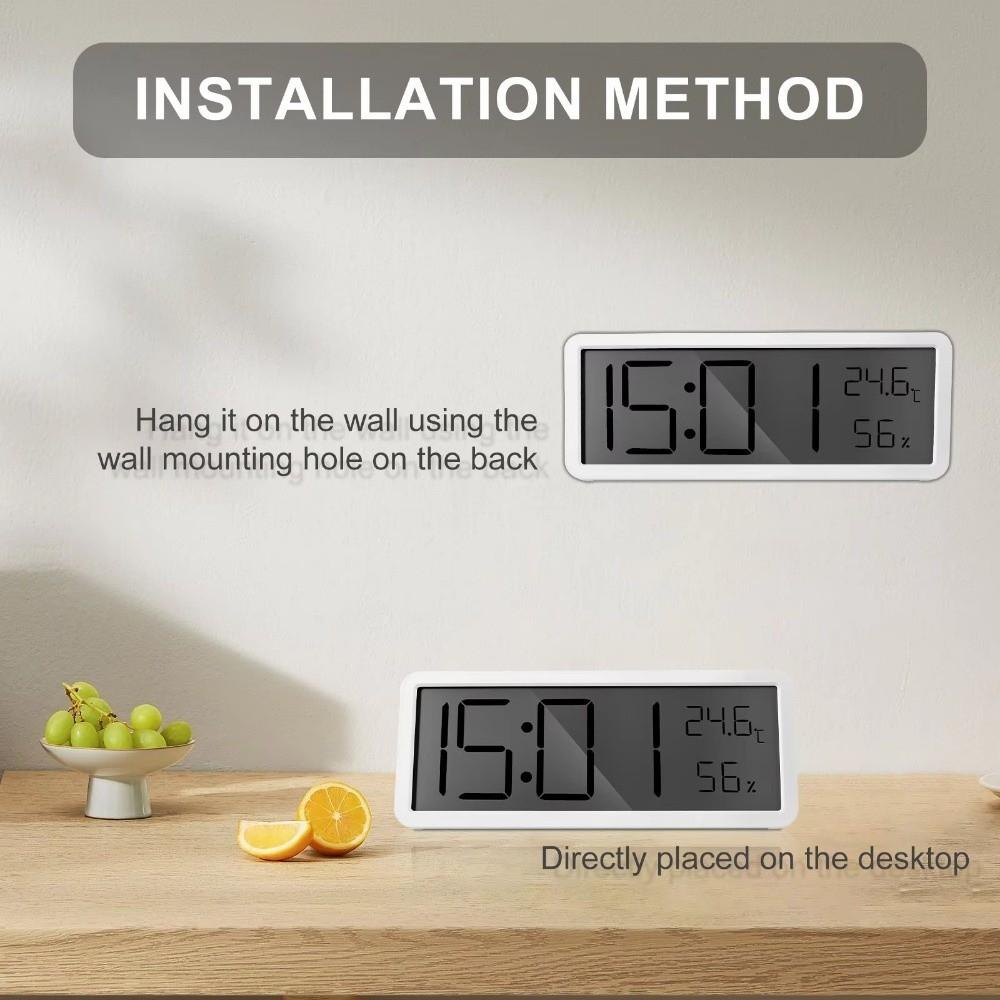 Temperature LCD Digital Wall Clock Humidity Desktop Clock Electronic Clock  Office Decoration