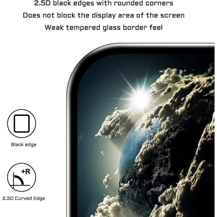 Full Tempered Glass for Samsung Galaxy A14 4G/5G - E.F.CONNECTION - Pack of 2 Black Glasses - Anti-fingerprint