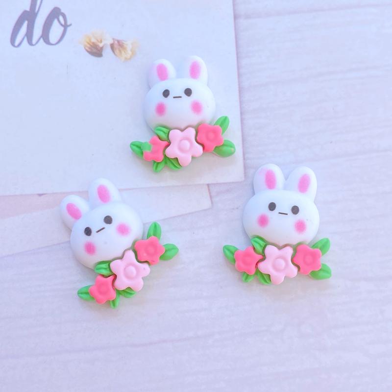 10Pcs New Mini Cute Cartoon Bear/Rabbit Series Flat back Resin Cabochons Scrapbooking DIY Jewelry Craft Decoration Accessorie