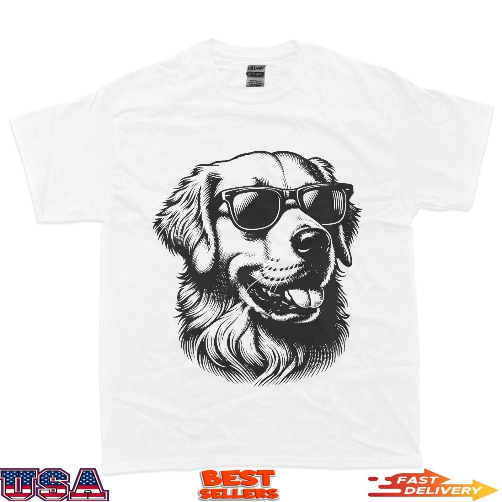 Womens Golden Retriever Dog Wearing Sunglasses Graphic T-Shirt 4XL