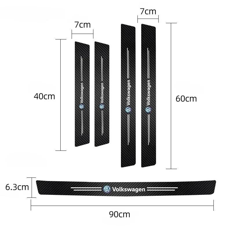 opq1 5Pcs Carbon Fiber Car Threshold Sticker Door Anti Scratch Decals For VW GTI Polo Golf Passat Tiguan Arteon Touareg Taigo Caddy