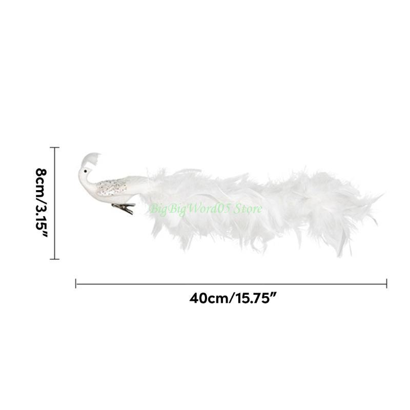24TE Christmas Ornament Bird Figurine Artificial Peacocks Long Tail Natural Feathers for Tree New Year Ornaments Garden Home